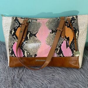Brahmin Arno  Multicolor Snake Print Tote Bag